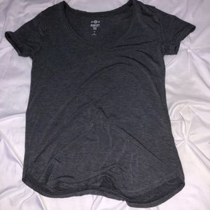 gray t-shirt with a slight v-neck